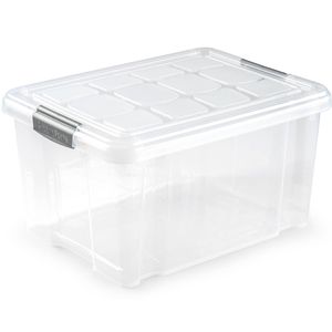 1x Opslagbakken/organizers met deksel 25 liter 42 cm transparant - Opbergbox