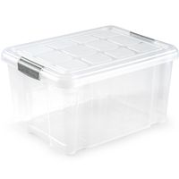 1x Opslagbakken/organizers met deksel 16 liter 40 cm transparant - Opbergbox - thumbnail