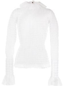 Thom Browne haut volanté en tulle à col montant - Blanc