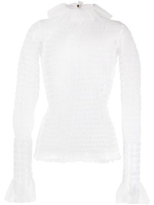 Thom Browne haut volanté en tulle à col montant - Blanc