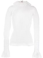 Thom Browne haut volanté en tulle à col montant - Blanc Thom Browne haut volanté en tulle à col montant - Blanc