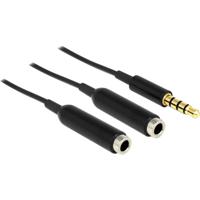 Delock 65575 Jackplug Audio Y-kabel [1x Jackplug male 3,5 mm - 2x Jackplug female 3,5 mm] 25.00 cm Zwart - thumbnail