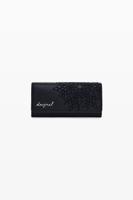 Middelgrote portemonnee met borduursels in leerlook - BLACK - U