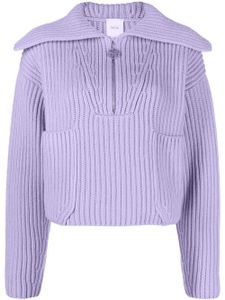 Patou pull zippé en maille nervurée - Violet