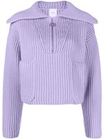 Patou pull zippé en maille nervurée - Violet - thumbnail