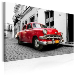 Schilderij - Cubaanse  Rode Oldtimer