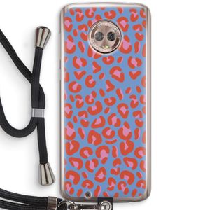 Leopard blue: Motorola Moto G6 Transparant Hoesje met koord