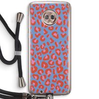 Leopard blue: Motorola Moto G6 Transparant Hoesje met koord