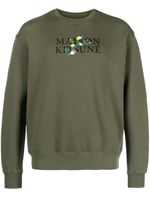 Maison Kitsuné sweat en coton à fleurs brodées - Vert