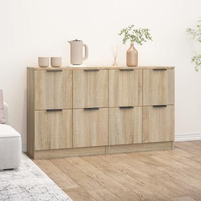 Dressoirs 2 st 60x30x70 cm bewerkt hout sonoma eikenkleurig
