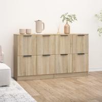 Dressoirs 2 st 60x30x70 cm bewerkt hout sonoma eikenkleurig