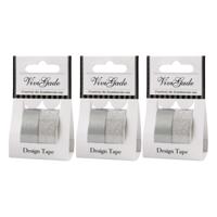 Washi tape siertape / plakband set - zilver glitter - 6x rollen - 7m / 10m - scrapbooking