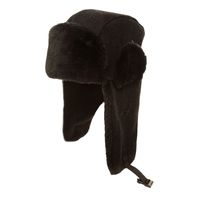 Warme bontmuts met oorflappen zwart wol voor dames/heren 60 cm  - - thumbnail