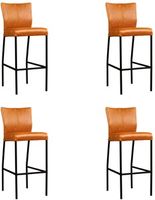 Set van 4 Cognac leren moderne barkrukken Revolt - poot vierkant zwart - Vintage Leer Cognac (cognac leer)