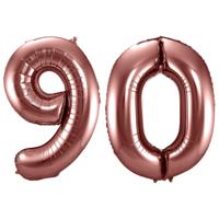 Folat Verjaardag Leeftijd folieballon - 90 jaar - ros? goud - 86 cm - cijferballon groot