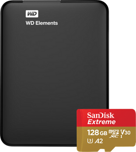WD Elements Portable 1TB + SanDisk MicroSDXC Extreme 128GB