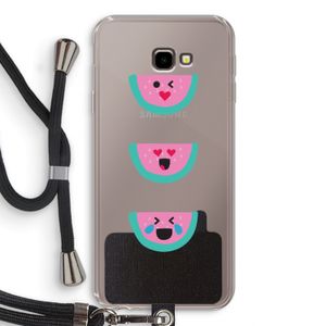 Smiley watermeloen: Samsung Galaxy J4 Plus Transparant Hoesje met koord