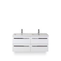 Seville Badmeubelset 120 cm - 4 laden Wit Hoogglans - Wastafel Djazz Dubbel