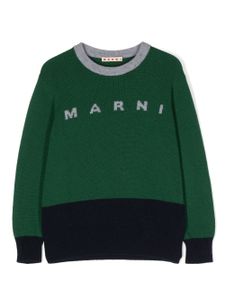 Marni Kids pull à logo en intarsia - Vert