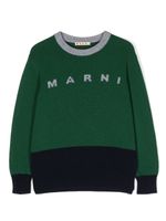 Marni Kids pull à logo en intarsia - Vert - thumbnail