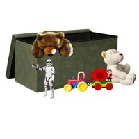 Speelgoed en spullen opbergkist - opvouwbaar - groen - MDF/polyester - 76 x 38 x 38 cm - en zitje