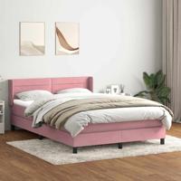 Boxspring met matras fluweel roze 140x210 cm