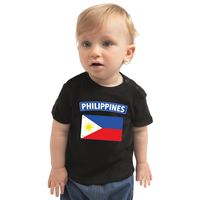 Philippines t-shirt met vlag Filipijnen zwart voor babys - thumbnail