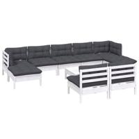 vidaXL 10-delige Loungeset met kussens grenenhout wit - thumbnail