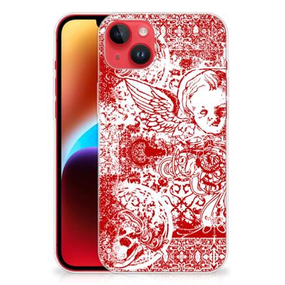Silicone Back Case iPhone 14 Plus Angel Skull Rood