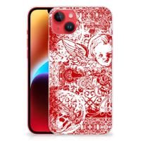 Silicone Back Case iPhone 14 Plus Angel Skull Rood