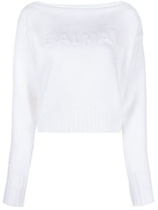 Balmain pull en maille nervurée à manches longues - Blanc