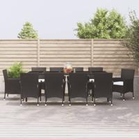 11-delige Tuinset met kussens poly rattan zwart
