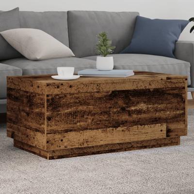 Salontafel met LED-verlichting 90x50x40 cm oud houtkleurig