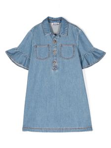 Moschino Kids robe en jean à strass - Bleu