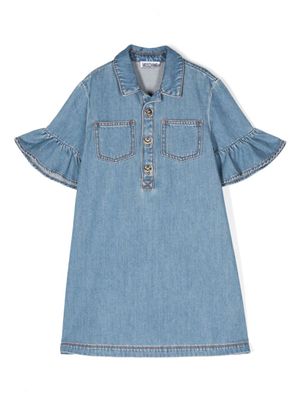 Moschino Kids robe en jean à strass - Bleu