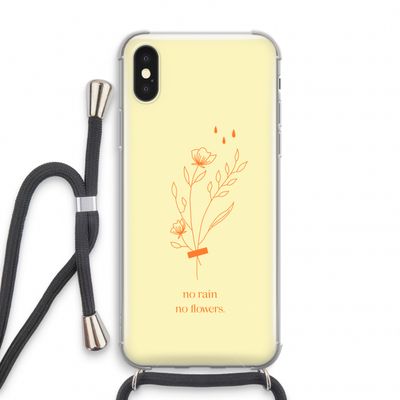 No rain no flowers: iPhone X Transparant Hoesje met koord