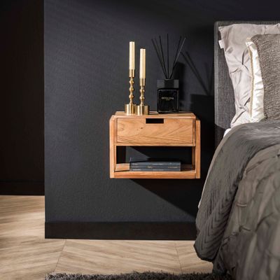 LifestyleFurn Hangend Nachtkastje 'Grover' Acaciahout, 39 x 25cm