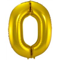 Folie ballon van cijfer 0 in het goud 86 cm - thumbnail