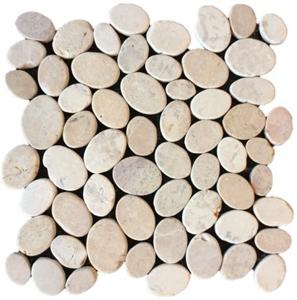 Stone Line Ovaal Mozaiek Tegel Suntraw - Crème Mix - Beige/ Crème/ Bruin Ongeglazuurd 300x300mm