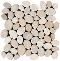 Stone Line Ovaal Mozaiek Tegel Suntraw - Crème Mix - Beige/ Crème/ Bruin Ongeglazuurd 300x300mm