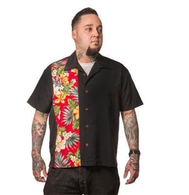 Shirt Hibiscus Tiki Panel Black-M | 29% korting