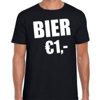 Fun t-shirt bier 1 euro zwart voor heren - thumbnail