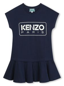 Kenzo Kids robe en coton à logo imprimé - Bleu