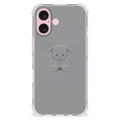 iPhone 16 Stevig | Bumper Hoesje | Grijs Baby Olifant