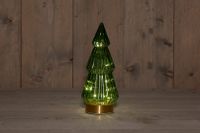 B.O.T. Tree Glass 10X23,5 cm Green With Golden Base 10Led - Anna's Collection - thumbnail
