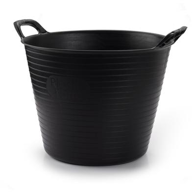 Plasticforte flexibele emmer/kuip - 5x stuks - zwart - rond - 25L - 42x38x33cm