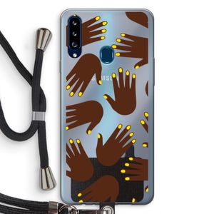 Hands dark: Samsung Galaxy A20s Transparant Hoesje met koord