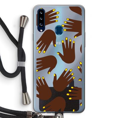 Hands dark: Samsung Galaxy A20s Transparant Hoesje met koord