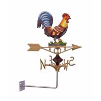 A CAST IRON WALL MOUNT ROOSTER WEATHER VANE A CAST IRON WALL MOUNT ROOSTER WEATHER VANE