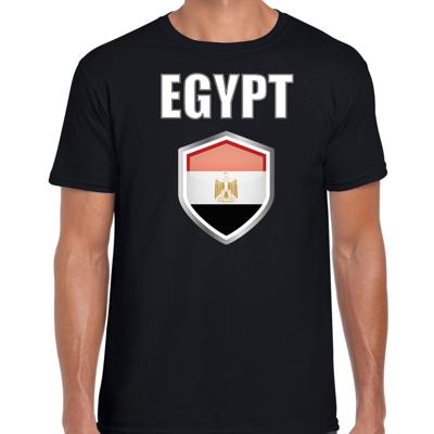 Egypte vlag thema landen t-shirt - zwart - voor heren - Supporters kleding - korte mouwen